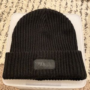 Pink brand black beanie women’s